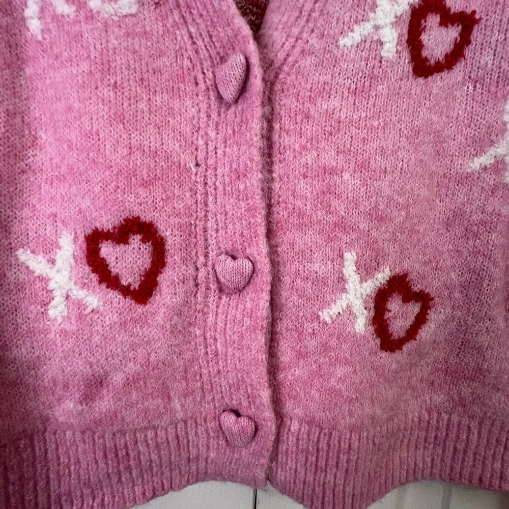 Cupcakes‎ and Cashmere Pink XO Heart Knit Cardigan Sweater Women's M